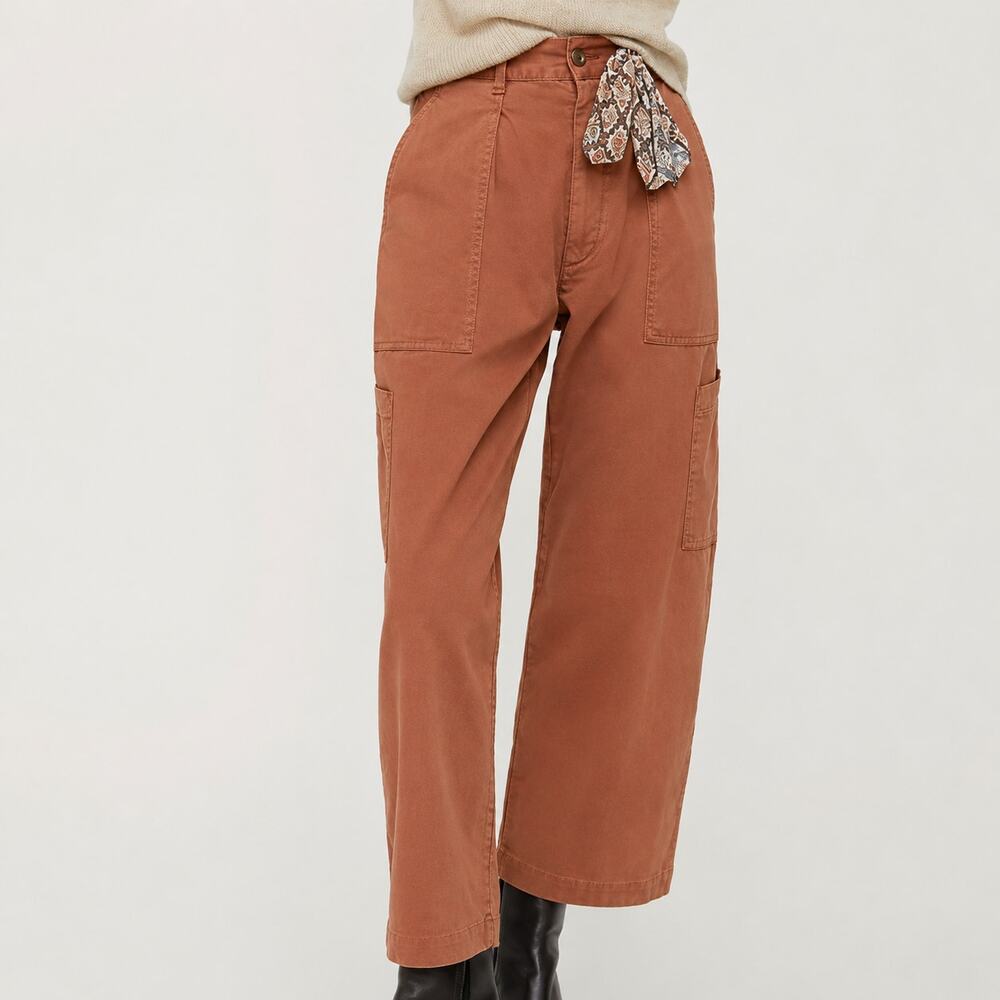 AGOLDE Mari Oversized Twill Utility Cargo Pant Caramel Size 28 Cotton